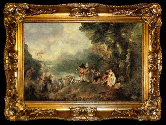 framed  Jean-Antoine Watteau Embarkation from Cythera, ta009-2
